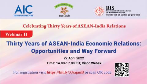 Webinar 2 Thirty Years of ASEAN-India Economic Relations: Opportunities and Way Forward Banner